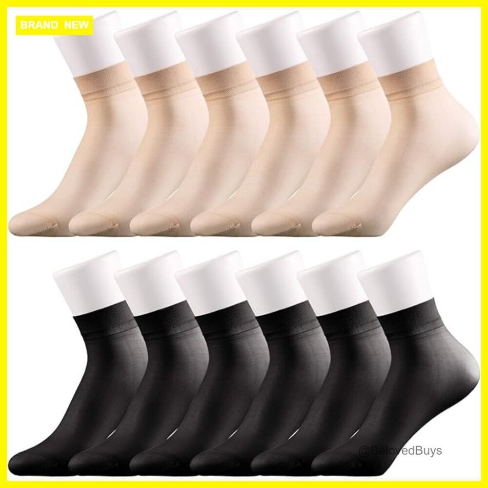 12 Pairs Women's Ankle Nylon Socks - Sheer No-Show Summer Footwear